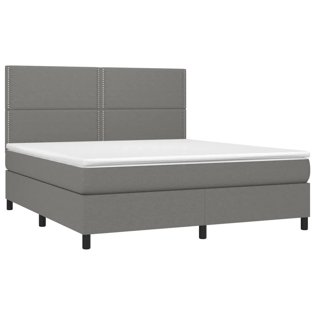 Letto a Molle Materasso e LED Grigio Scuro 180x200cm in Tessuto cod mxl 48512