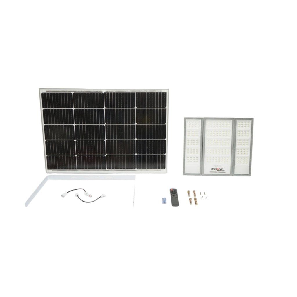 Lampada LED da 4500 lm, 6500 K con pannello solare da 70 W, batteria LifePO4 da 3,2 V/60 Ah, sensore di movimento e telecomando IP66 Breckner Germany