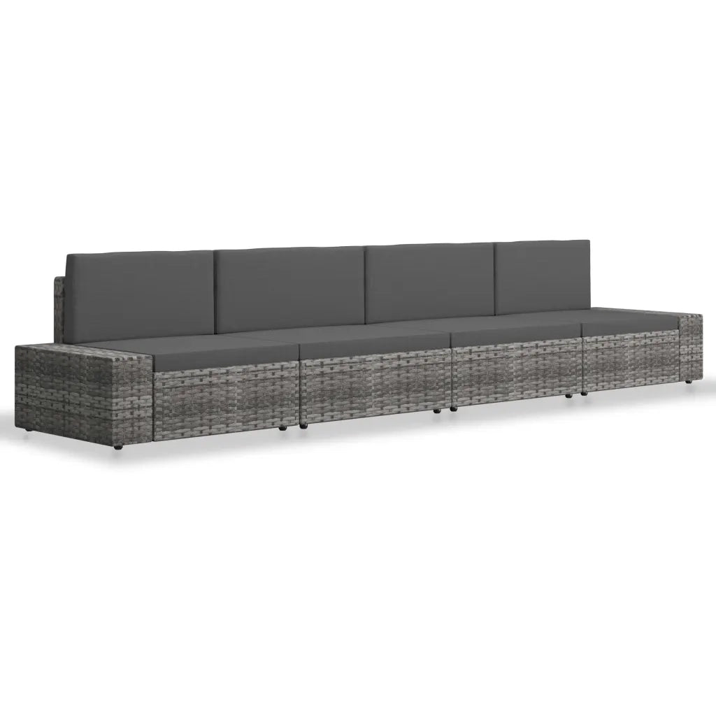 Set Divani da Giardino 4 pz in Polyrattan Grigio cod mxl 44495