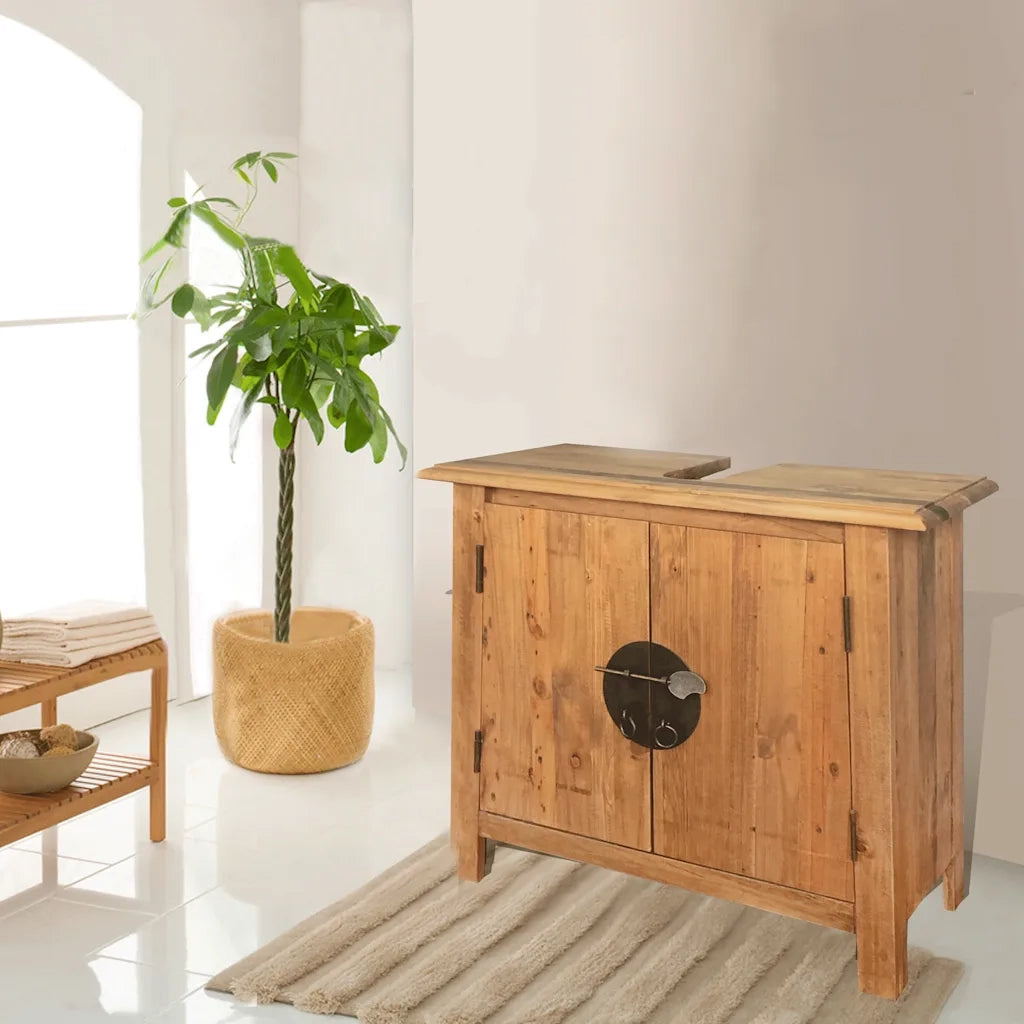 Set Mobili da Bagno in Legno Massello di Pino 246040