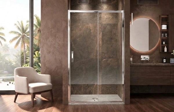 Box doccia a nicchia 125 cm porta scorrevole apertura laterale H190 cm ZEUS - Cromato Lucido