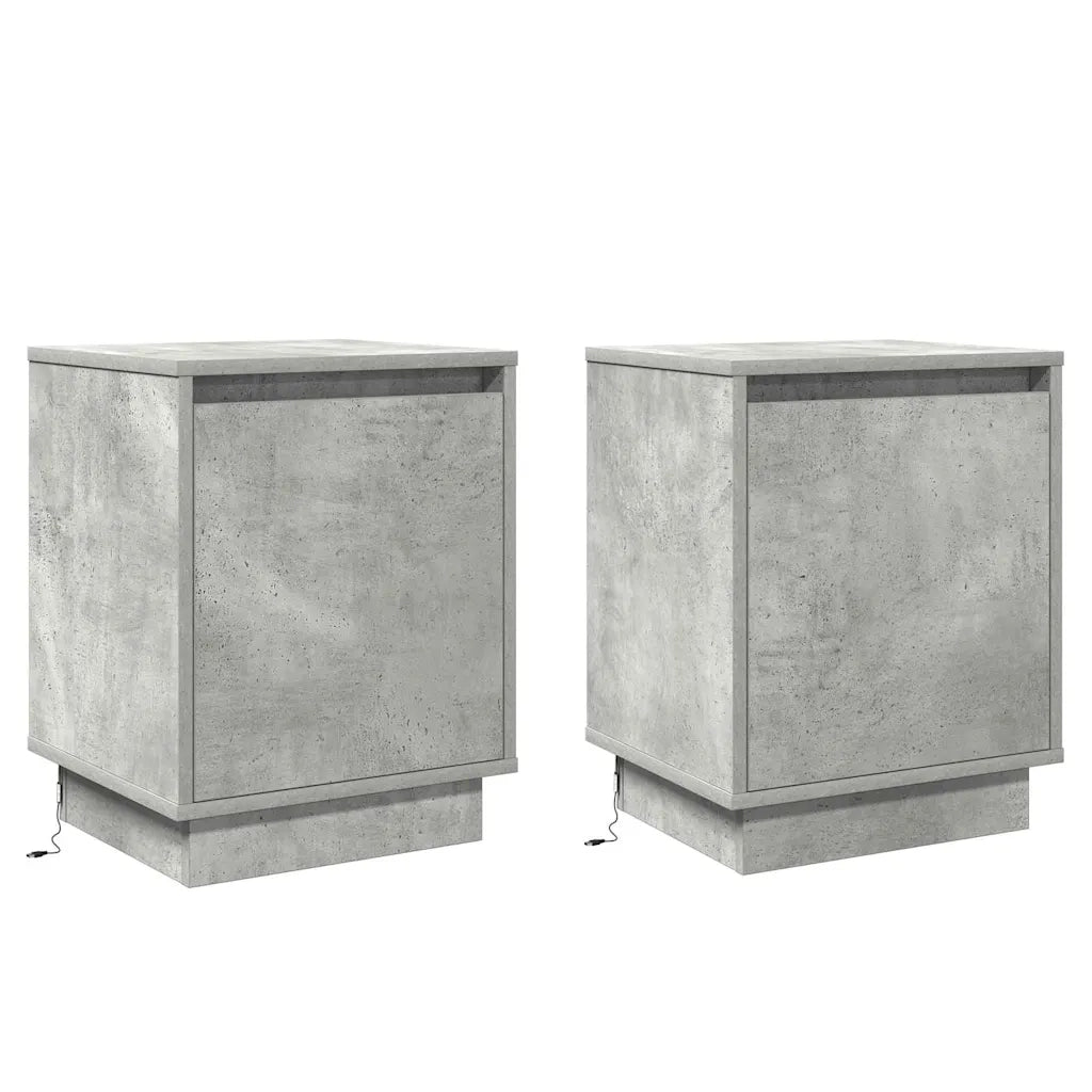 Set di 2 Comodini | Armadio da Notte | Mobiletto da notte Grigio cemento 39 x 34,5 x 50 cm