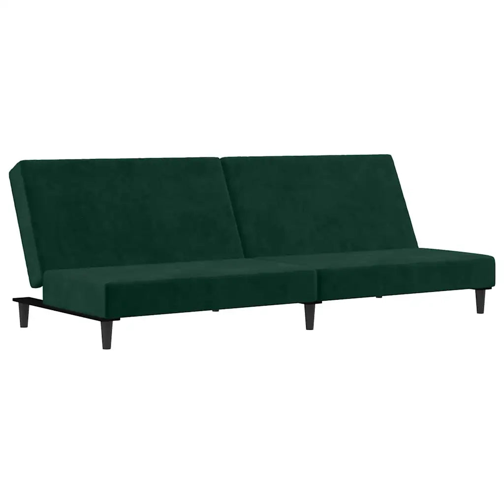 Divano Letto a 2 Posti Verde Scuro in Velluto 375734
