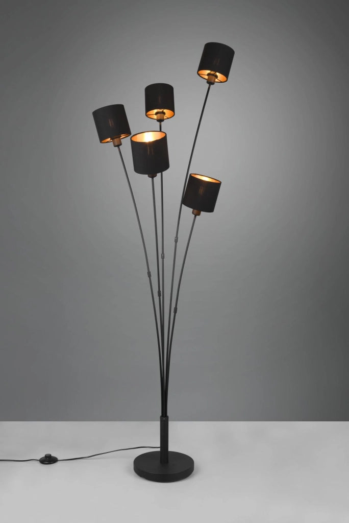 TOMMY PIANTANA NERA CON 5 PARALUMI NERO E ORO H.163CM ATTACCO E14