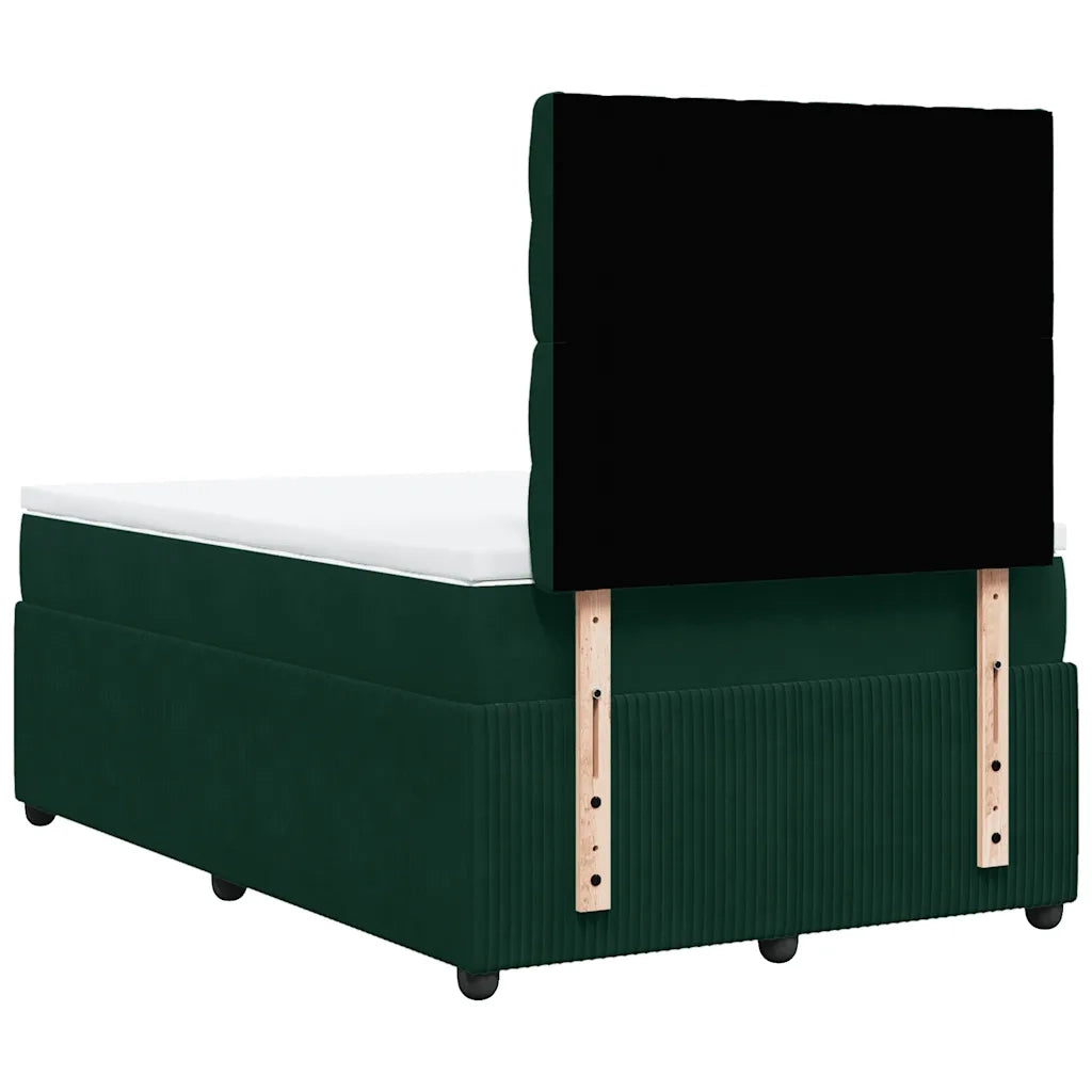Giroletto a Molle con Materasso Verde Scuro 120x200 cm Velluto