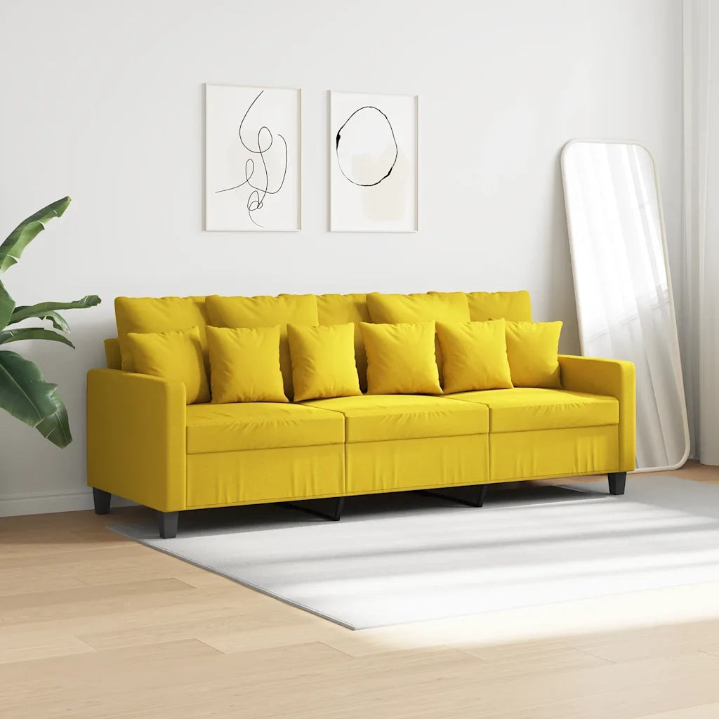 Divano a 3 Posti Giallo Chiaro 180 cm in Tessuto 359280