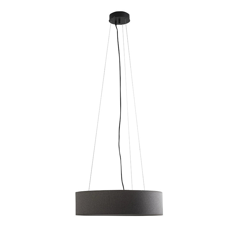 Vivien Lampada a Sospensione Nera, Paralume Cilindrico Antracite, E27, IP20, 48cm - Rossini Group - Design Minimal ed Elegante