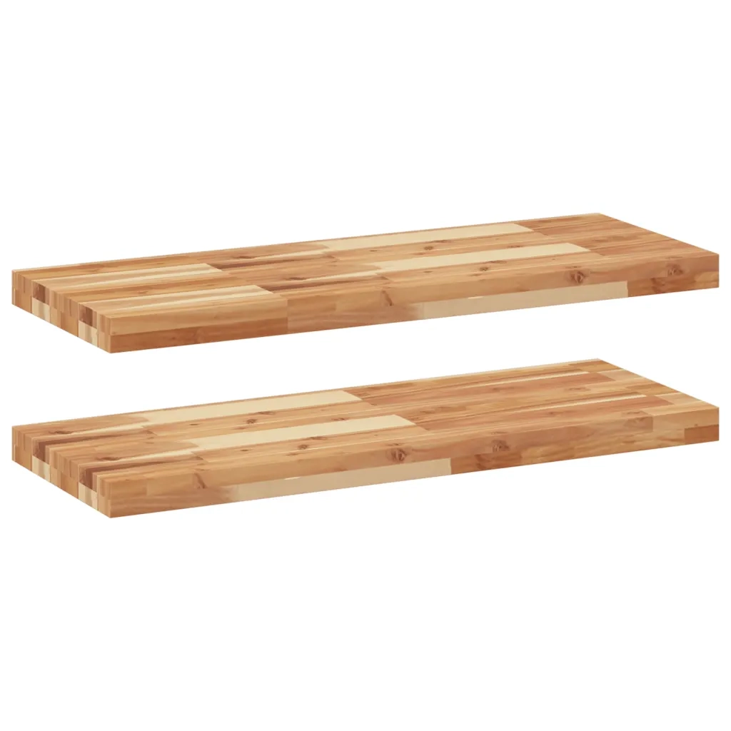 Mensole da Parete 2 pz 100x30x4 cm Legno Acacia Rifinito a Olio 3279616