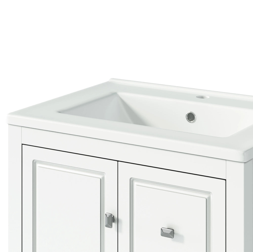 Mobile lavabo da bagno freestanding con lavabo in ceramica bianco