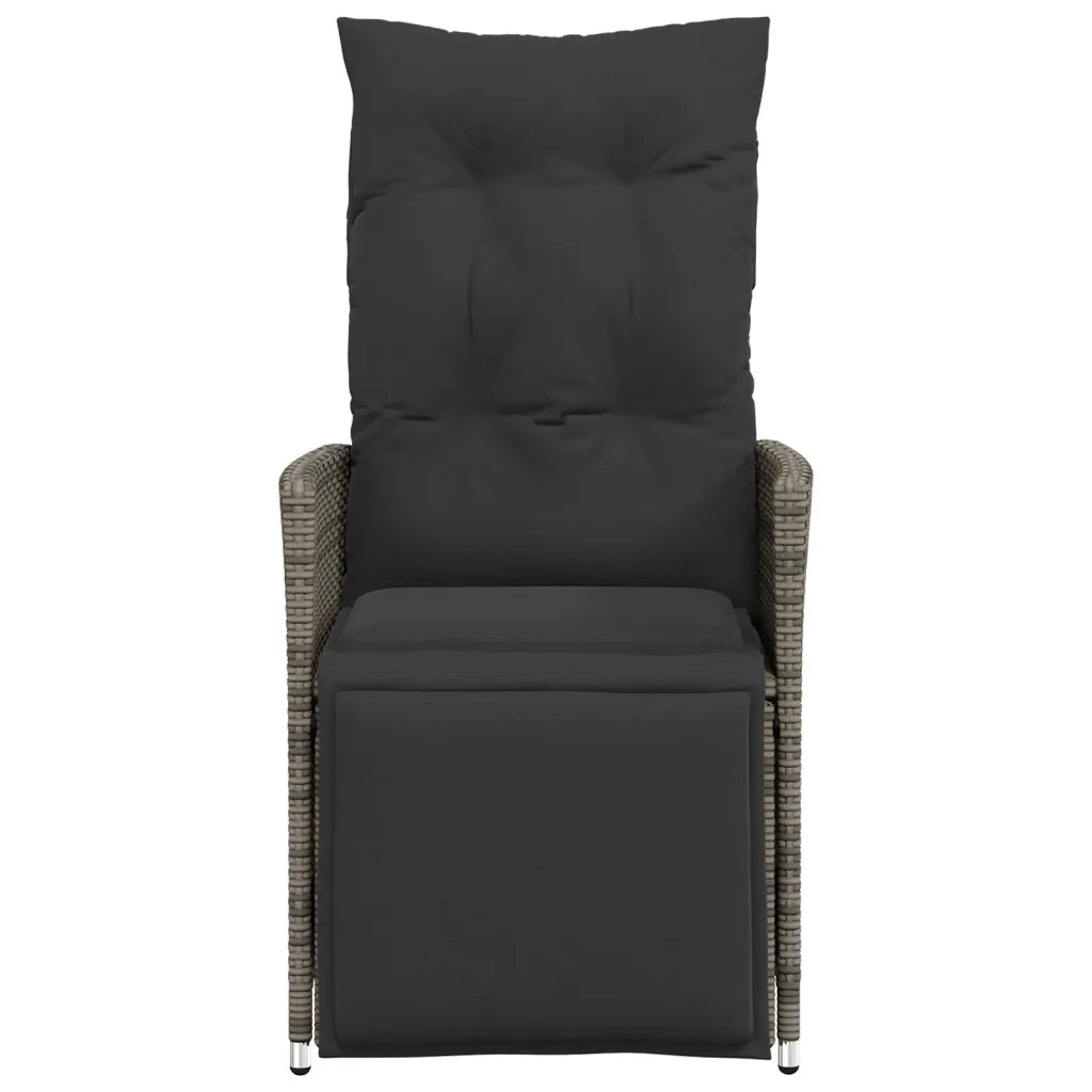 Sedie da Giardino Reclinabili 2 pz e Cuscini Grigio Polyrattan 365668
