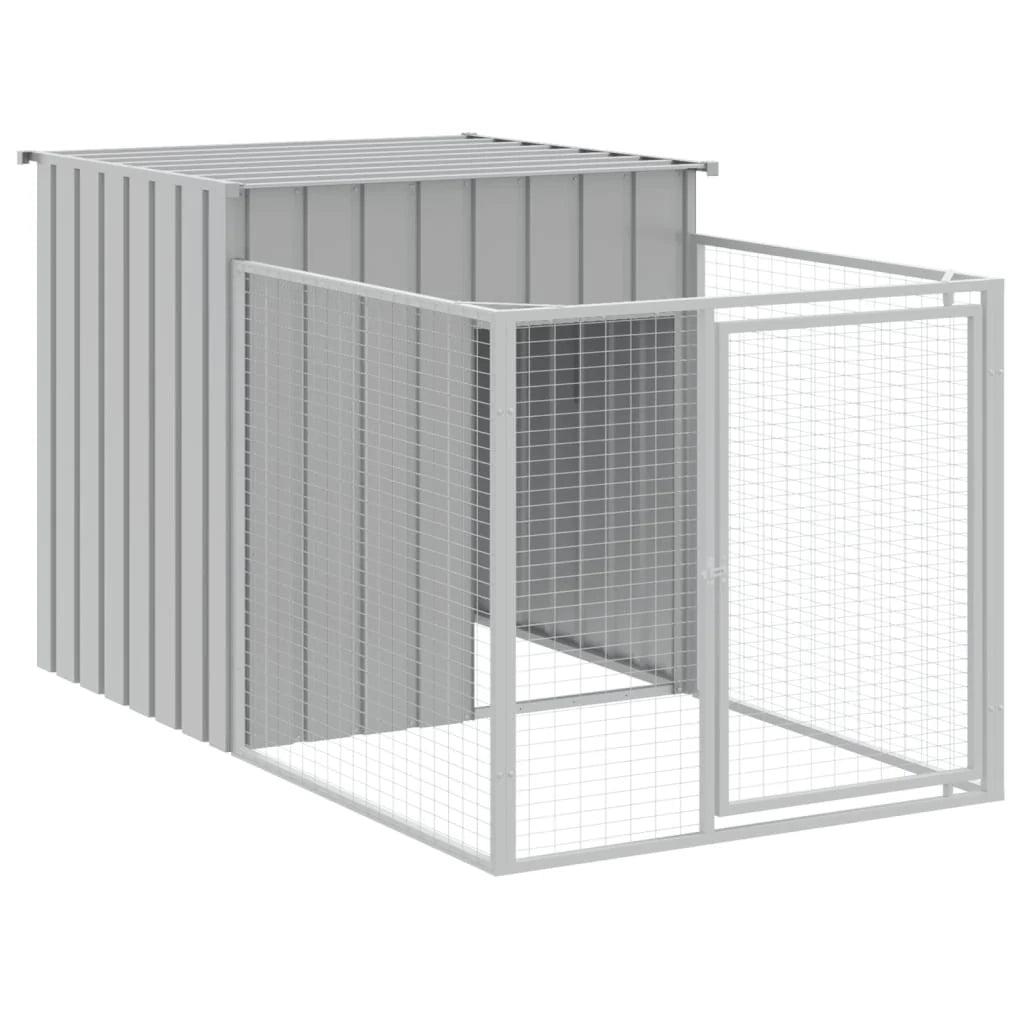 Cuccia per cani con cortile luminoso 110 x 1017 x 110 cm grigio 02_0043488
