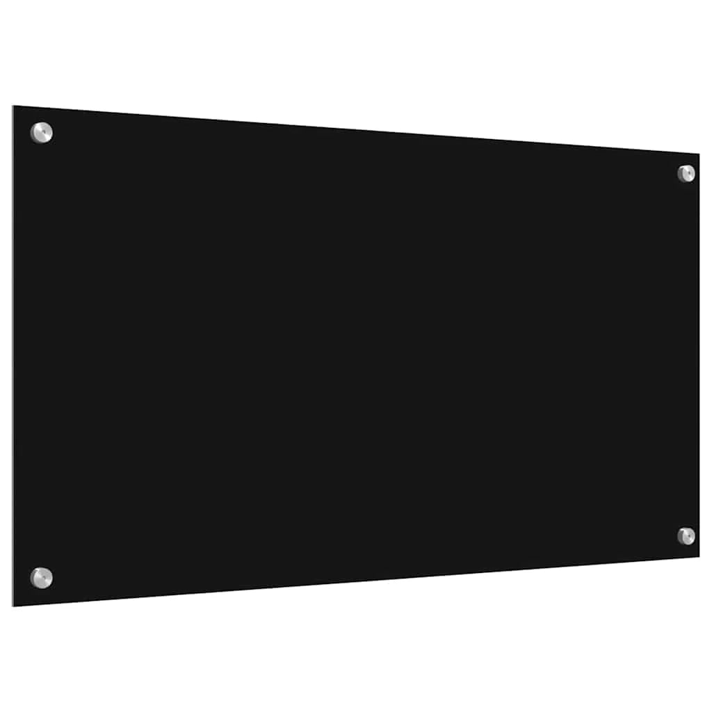 Set di 2 paraschizzi moderni per cucina 90 x 50 cm resistenti e resistenti al calore in vetro temperato nero 02_0056313