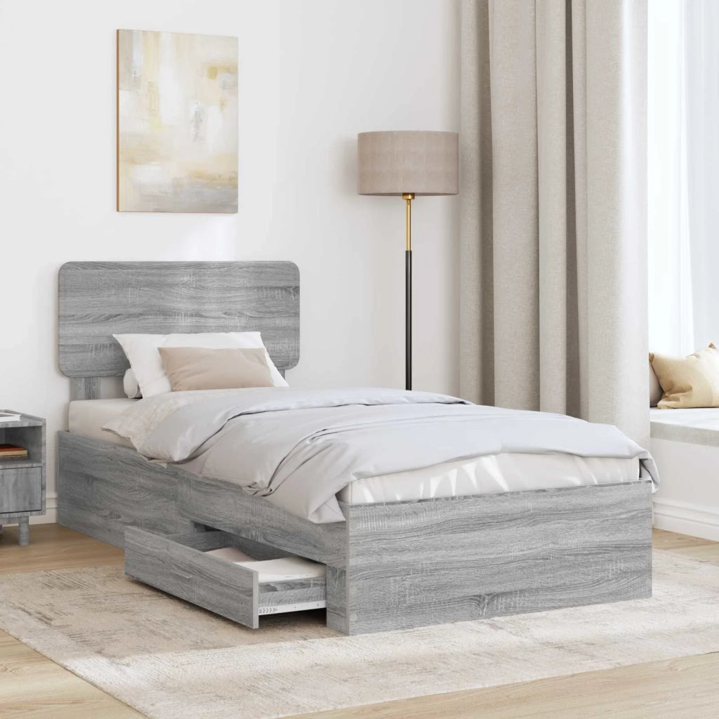 Struttura del letto con testiera Grigio Sonoma 100 x 200 cm