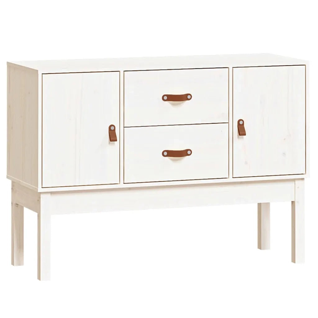 Credenza-Buffet-Armadio da cucina Bianca 110x40x78 cm in Legno Massello di Pino