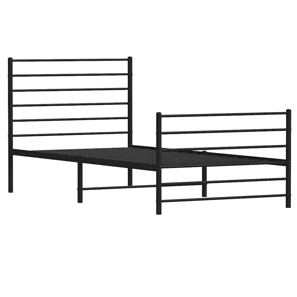 Giroletto con Testiera e Pediera Metallo Nero 80x200 cmcod mxl 94624