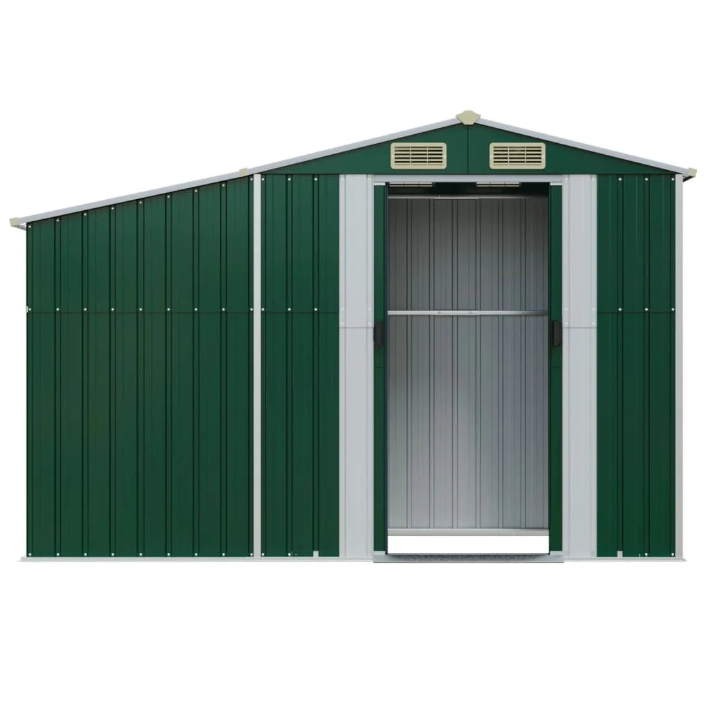 Casetta da giardino cabina ripostiglio casetta da esterno robusta casetta per attrezzi 277 x 93 x 179 cm acciaio zincato verde 02_0022379