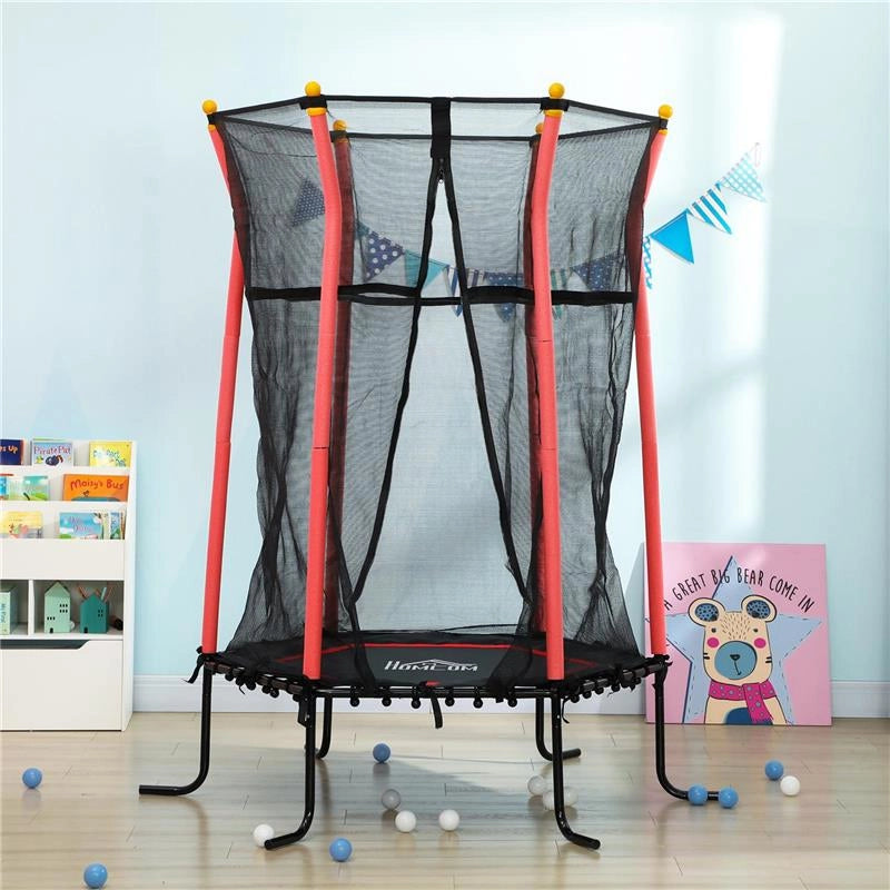 TAPPETO ELASTICO PER BAMBINI CON INGRESSO A CERNIERA E PALI IMBOTTITI Ø 163.5X190 CM ROSSO