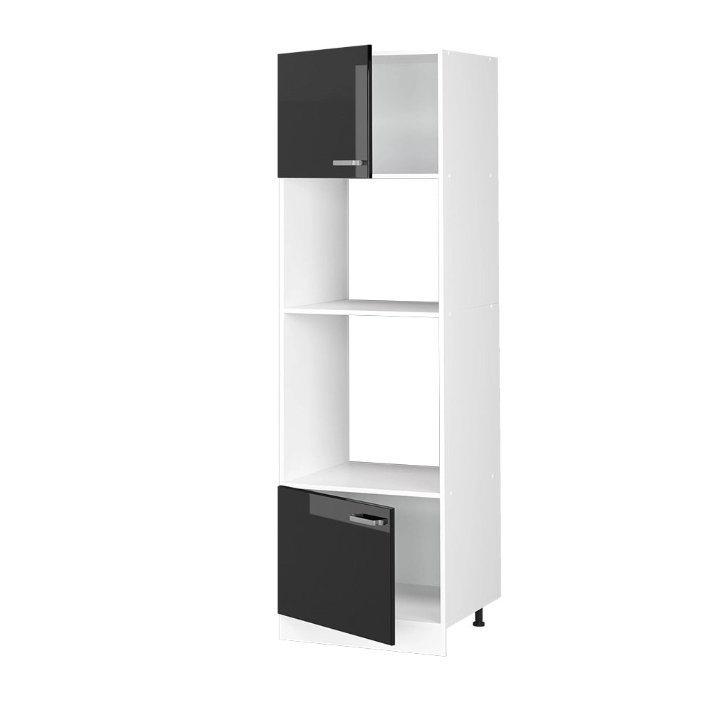 Vicco Dispensa universale Nero lucido 60 cm con ripiani e ante a giorno