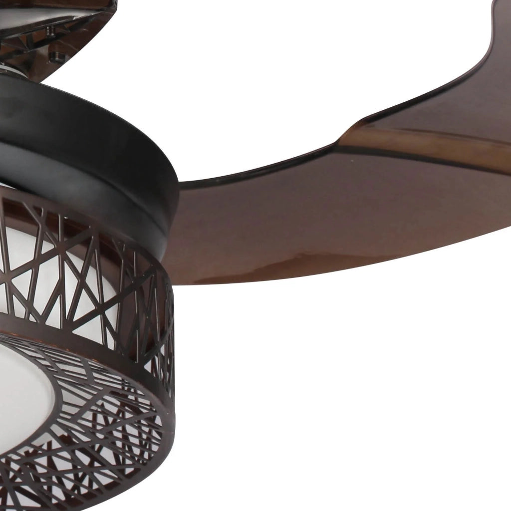 LÚZETE - VENTILATORE DA SOFFITTO CON LUCE LED 32W 4 PALE PLEGABILI FORREST MARRONE