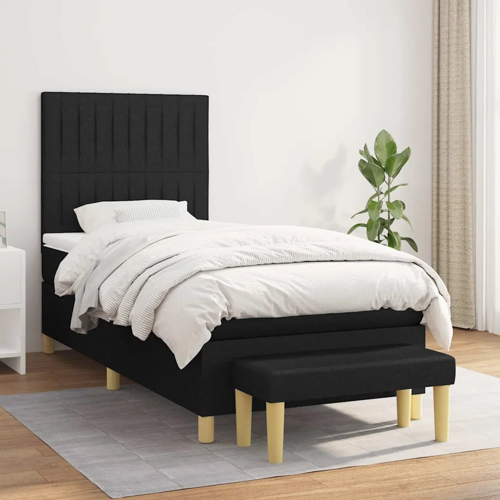 Giroletto a Molle con Materasso-Struttura Letto Nero 80x200 cm inTessuto 856022
