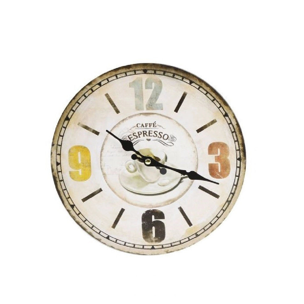 Trade Shop - Orologio Da Parete In Stile Vintage Tondo In Legno Analogico Casa Cucina 218707 -