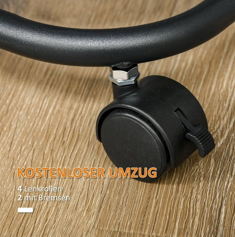 Carrello portaoggetti nero a 4 livelli con ruote