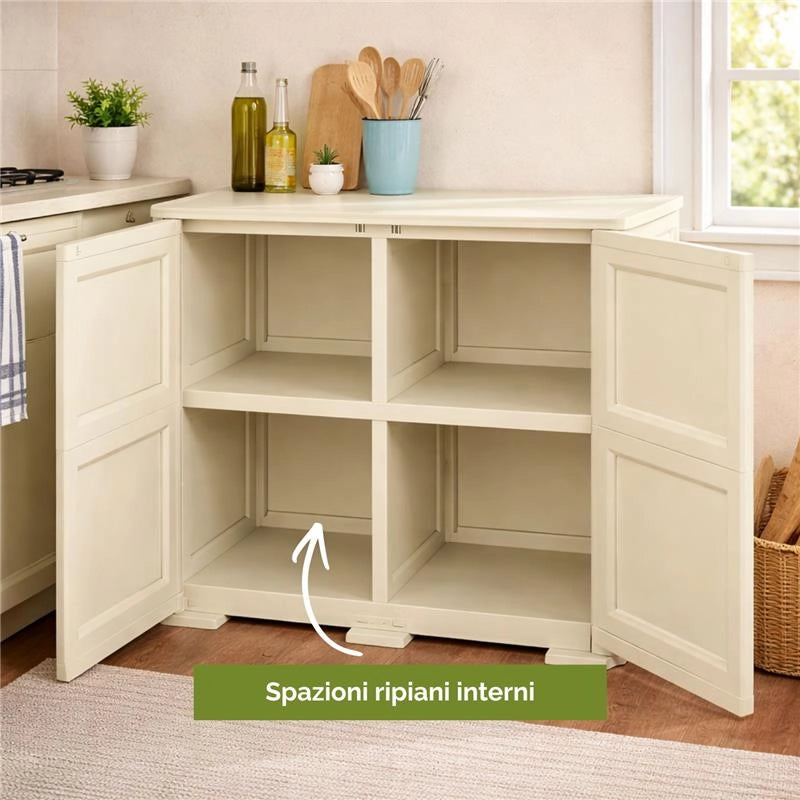 ARMADIO 2 MODULI ANGORA 79X43X85,5 CM CON ANTE EFFETTO LEGNO – MOBILE CONTENITORE PER ZONA LIVING CON RIPIANI INTERNI
