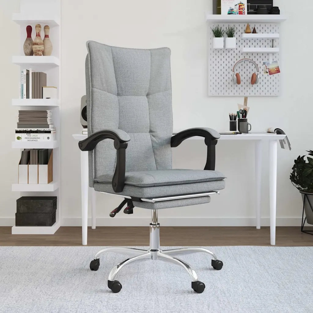 Sedia per studi-Poltrona da Ufficio Reclinabile Grigio Chiaro in Tessuto 974374