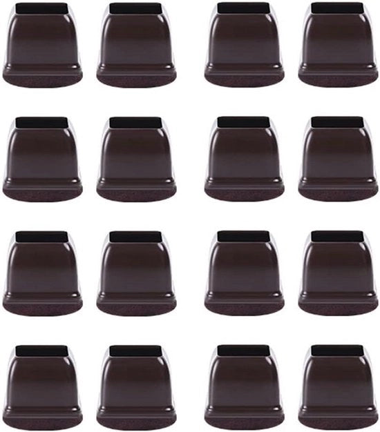 16 pezzi di protezione per pavimento in silicone - quadrato scuro - adatto per gambe da 25-37 mm