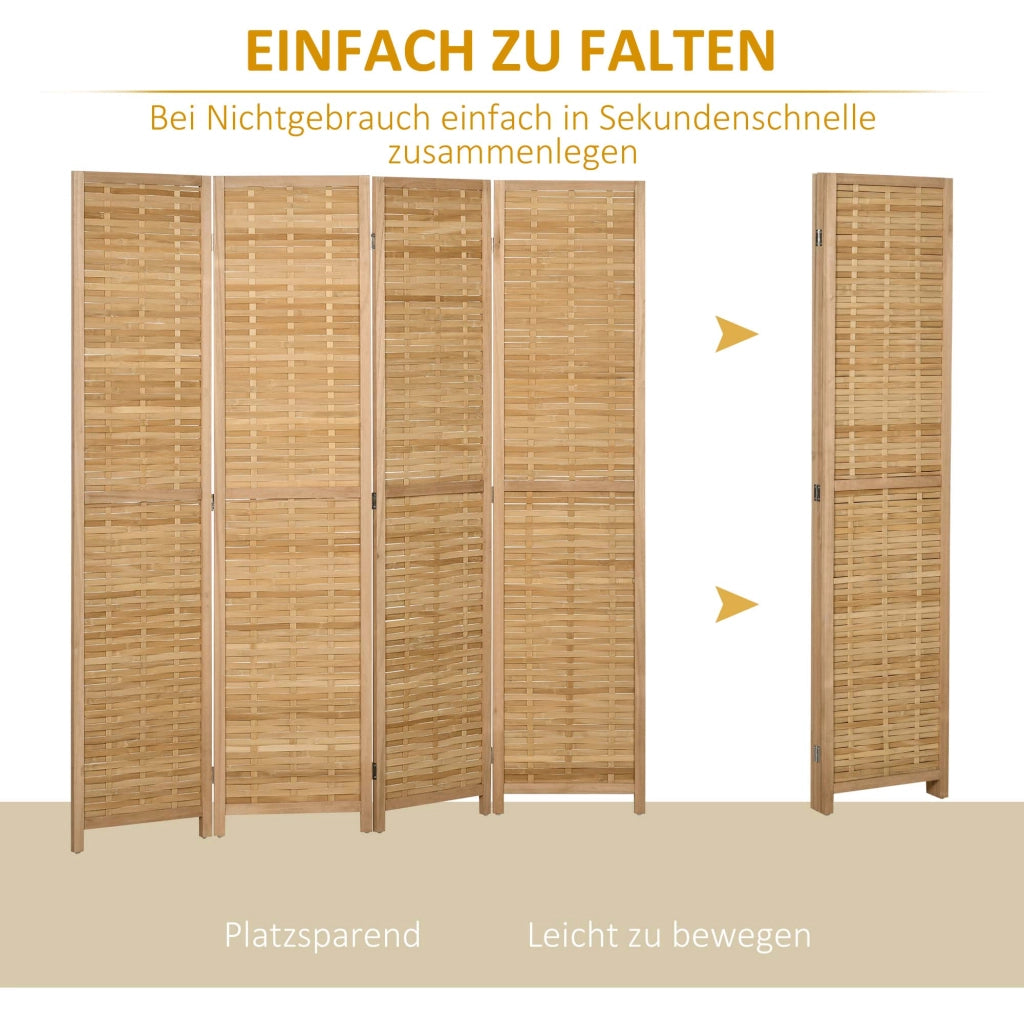Paravento pieghevole a 4 pannelli, divisorio per ambienti, divisorio 160 x 170 cm, schermo per la privacy pieghevole, divisorio in bamb¨´, parete