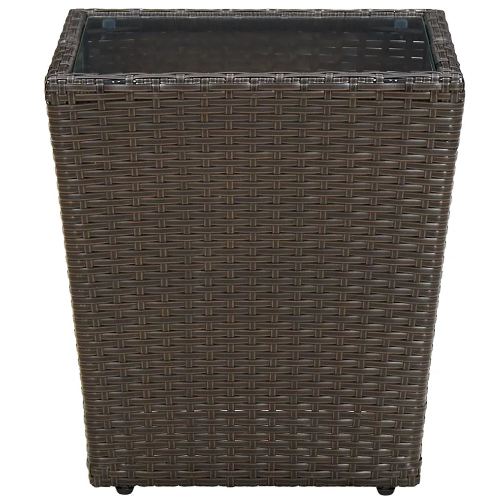 Tavolino Marrone 41,5x41,5x44cm in Polyrattan e Vetro Temperato 310558