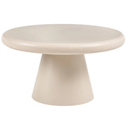 Tavolino in MDF beige piano rotondo da 80 cm base a piedistallo design scultoreo stile organico