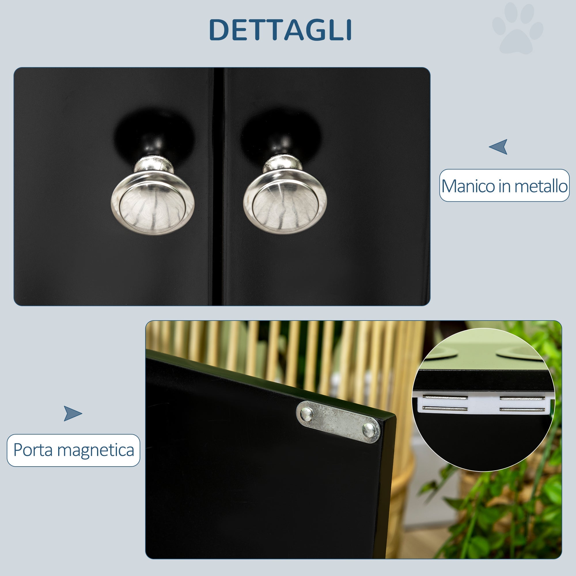 2 Ciotole per Cani Rialzate 60x30x35,5 cm in Acciaio Inox con Vano Contenitore Nero