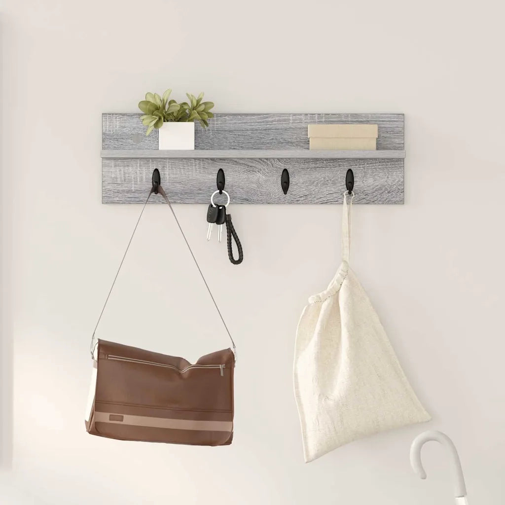 vidaXL Appendiabiti a muro Grigio sonoma 60 x 10.5 x 18 cm