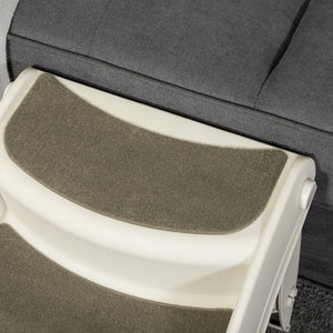 Scaletta per Cani e Gatti Pieghevole 3 Gradini Antiscivolo 49x38x38 cm  in Polipropilene Beige
