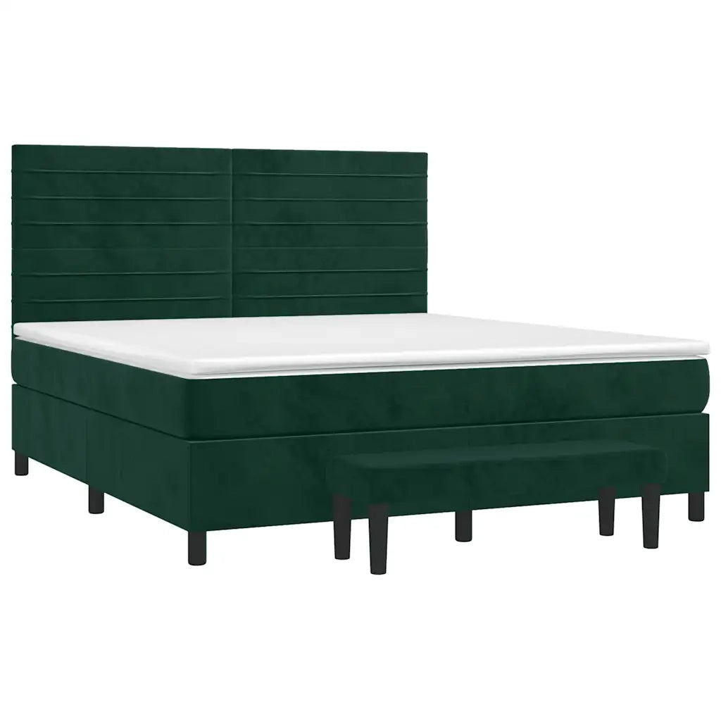 Giroletto a Molle con Materasso Verde Scuro 160x200 cm Velluto