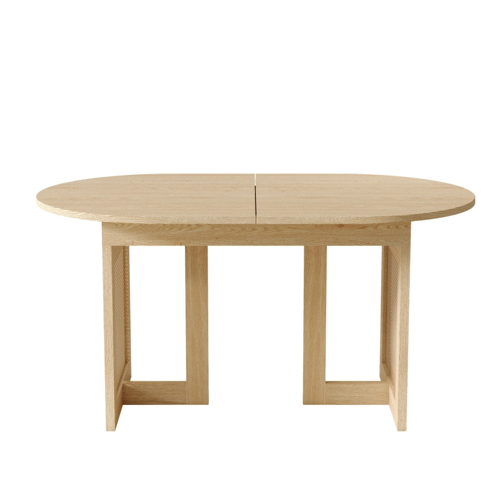 Tavolo da pranzo allungabile 200x90x75 cm con angoli arrotondati; gambe in rattan; MDF; naturale