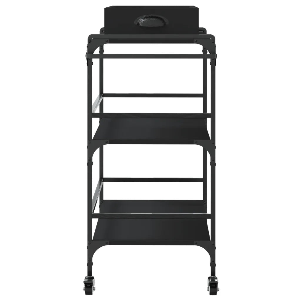Carrello da Cucina Nero 81,5x41x92,5 cm in Legno Multistrato 842341