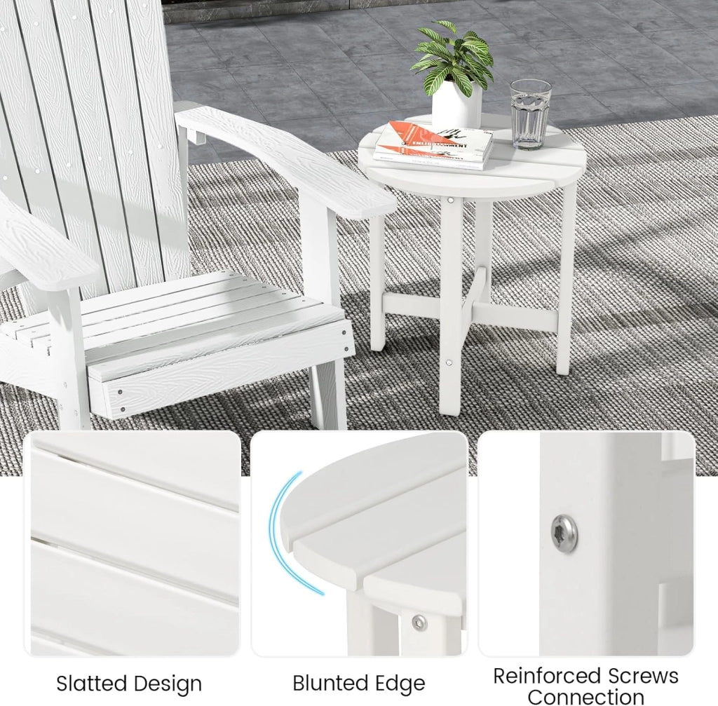 Tavolino da balcone da giardino, piccolo, resistente alle intemperie, balcone, in HDPE, resistente ai raggi UV, portatile, fino a 100 kg, piccolo tavolo per esterni, 46 x 46 x 46 cm