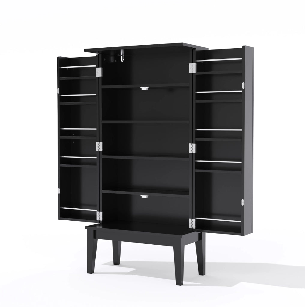 Mobile contenitore vintage in MDF 120 x 59 x 30 cm; nero