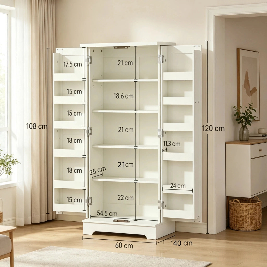 Ampio mobile da cucina, dispensa con scomparti ben organizzati, elegante mobile contenitore