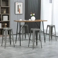 Set di 4 sgabelli da bar industriale impilabili altezza seduta 76 cm in metallo argento