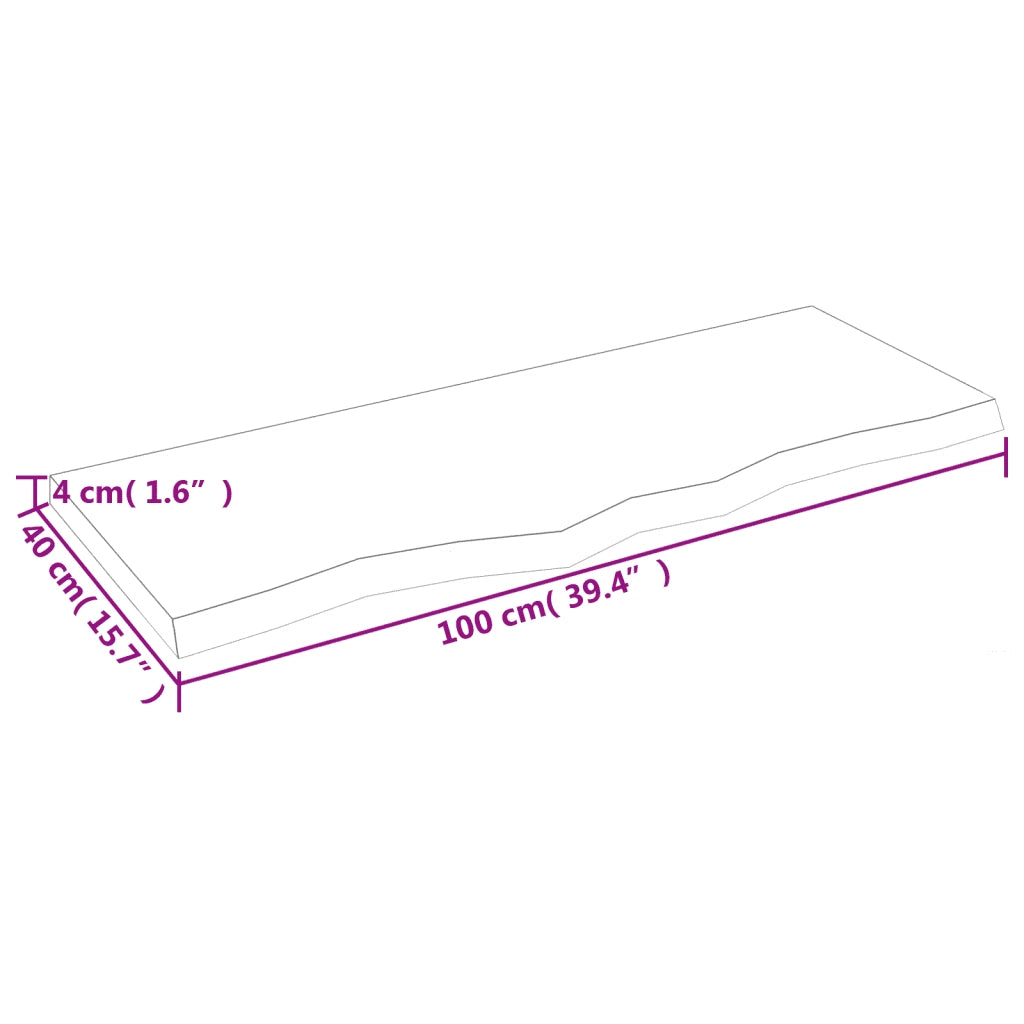 Piano Bagno Marrone 100x40x(2-4) cm Legno Massello Trattato 3156129