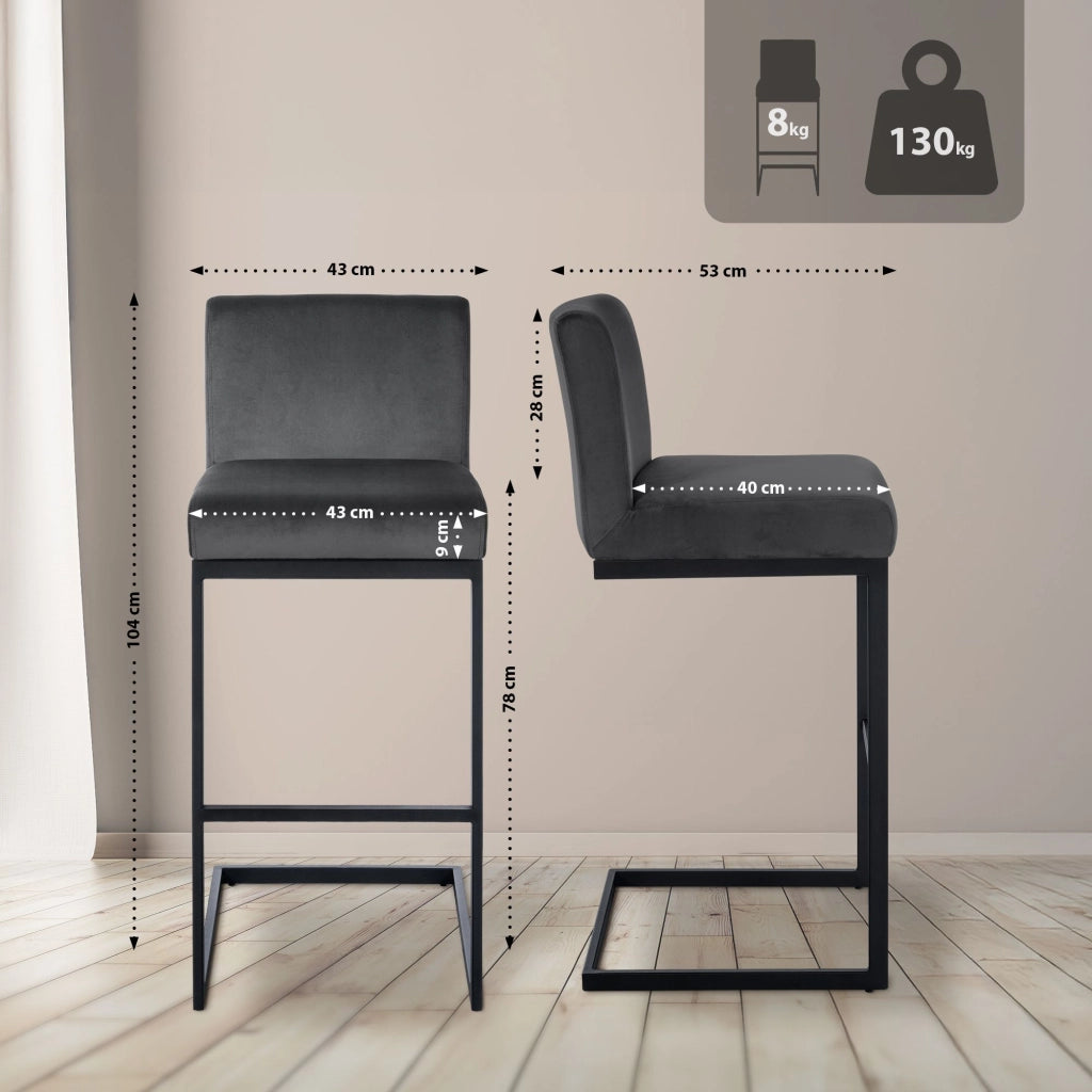 Sgabello da bar Hopewell velluto B 1