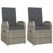 Sedie da Giardino Reclinabili 2 pz | Sedie da Esterno e Cuscini Polyrattan Grigio