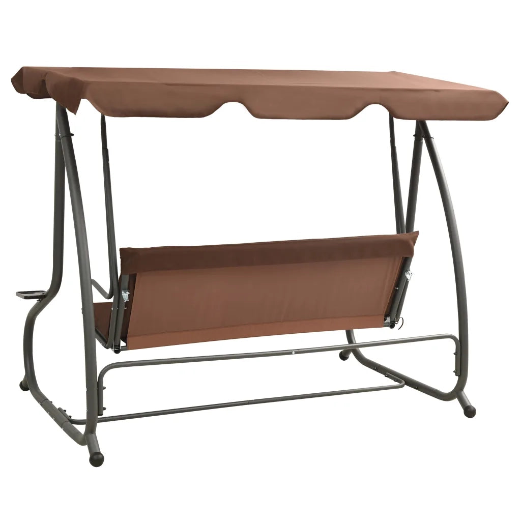 Panchina a Dondolo da Giardino con Baldacchino Caffè cod mxl 41608