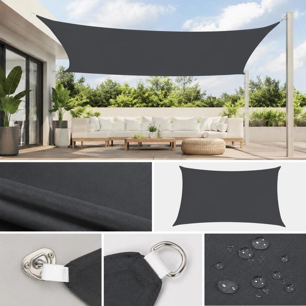 Rectangular Sunshade Sail Made Of Oxford Fabric, 3.5 X 4.5 M, Anthracite