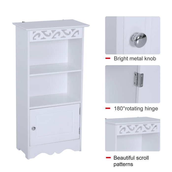 Mobiletto da Bagno in 40x23x80 cm  Floreale Bianco