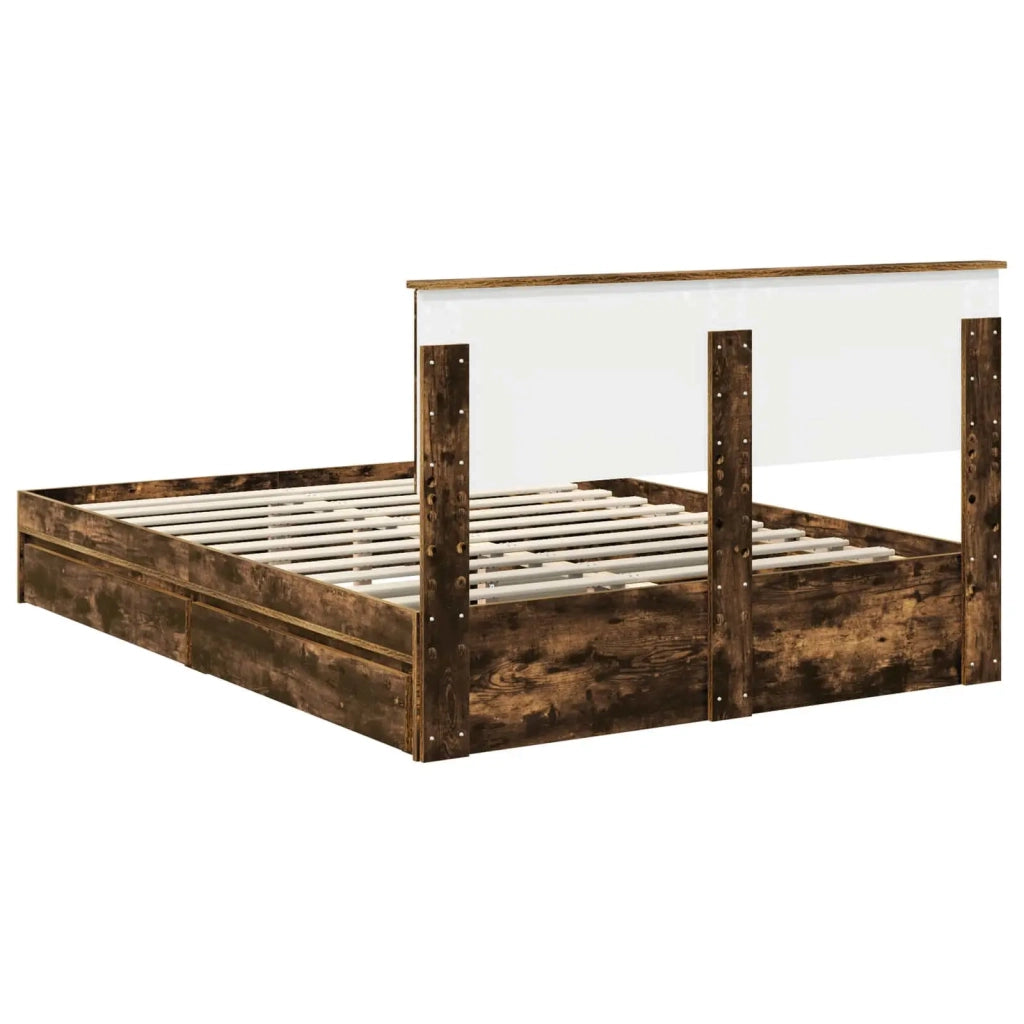 Letto con Contenitore con testiera Rovere fumé 135 x 190 cm 3410809