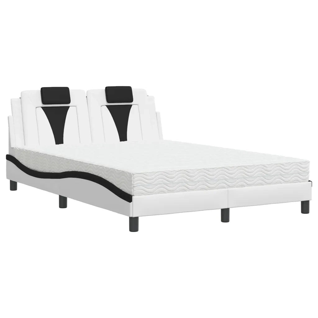 Letto Viana con Materasso Bianco e Nero 140x200 cm in Similpelle 3208802